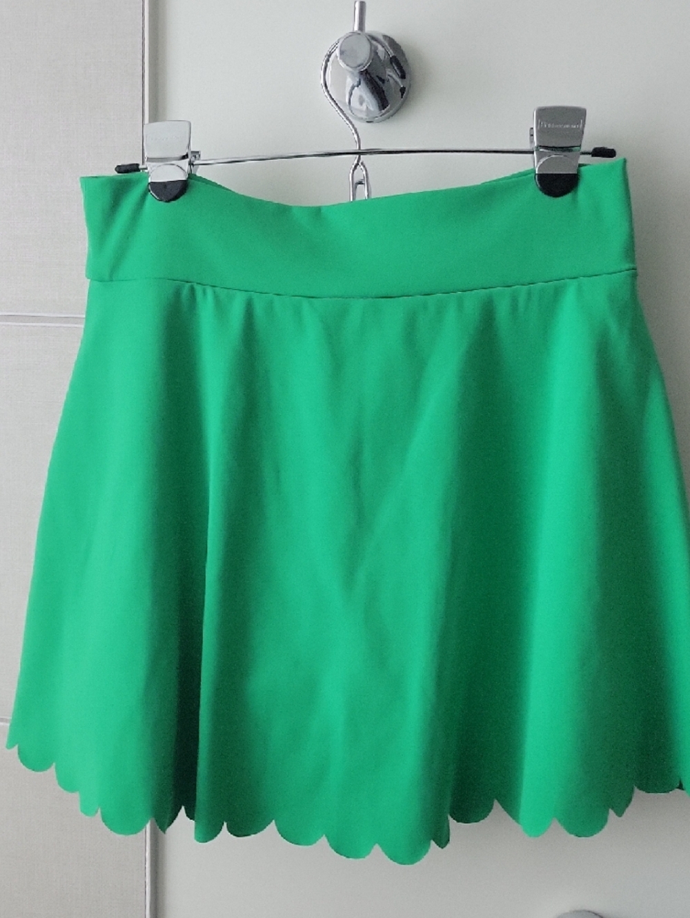 J. Crew Bright Green Scalloped Skater Skirt - Picture 5 of 5